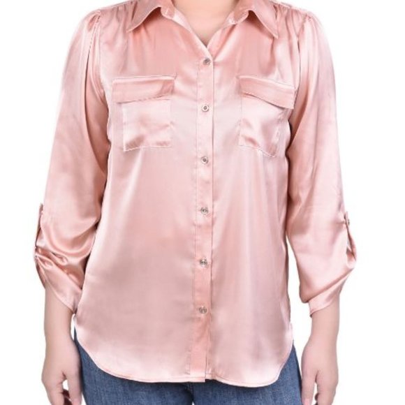 Jones New York Tops - Jones New York Satin Slim Fit Utility Shirt